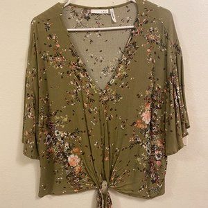 StitchFix Luq Tie Front Floral Top Size L